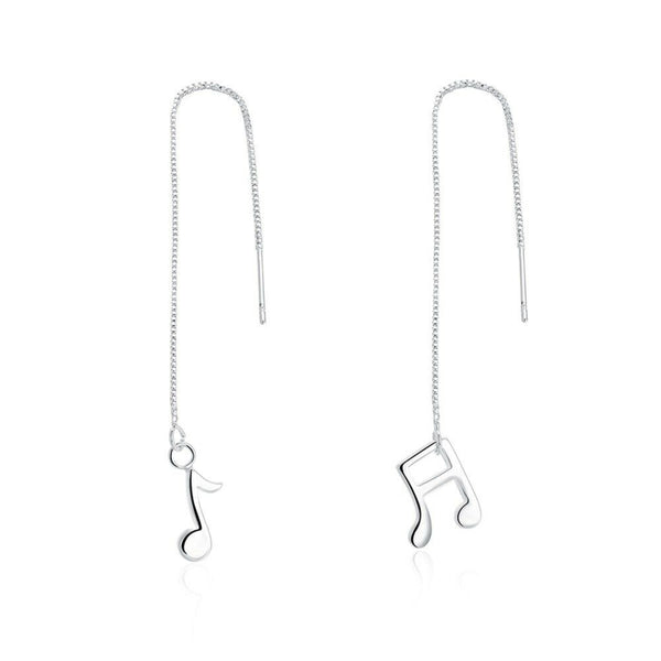 Threader Earrings Asymmetrical Earrings Dangle Musical Note Silver Color  Z262