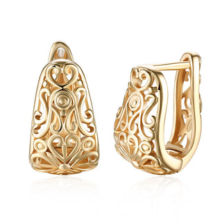 Yellow Gold Plated Earrings  Hoop Huggies  Latch Back Clasp L559