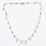 Stainless Steel Leaf Charm Necklace Bar Necklace Lobster Silver 17.5" Z470
