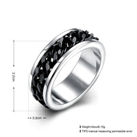 Stainless Steel Band Wedding Ring Black Men's Unisex Chain B423