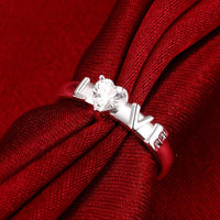 Sterling Silver Plated Fashion Ring AAA Zirconia Women Love B386