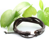 Genuine Leather Bracelet Men's Unisex Braided Wrap Tribal Brown H29