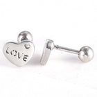 Stainless Steel Ear Plugs Ear Studs Valentine's Day Heart Word Love Silver Z352