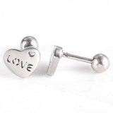 Stainless Steel Ear Plugs Ear Studs Valentine's Day Heart Word Love Silver Z352