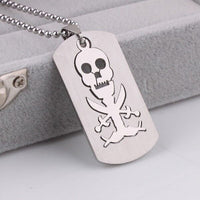 Stainless Steel Pendant 0.94 X1.70 Inch Skull Pirate Silver Necklace 22" B43