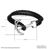 Stainless Steel Leather Bracelet 8.5 Inches 8.9MM Clip L351