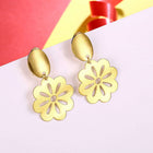 Yellow Gold Plated Earrings Leaf Flower Chandelier Latch Back Clasp L596