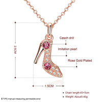 Rose Gold Plated Necklace Pendant Heels Zirconia 19 Inches 1MM Lobster B149