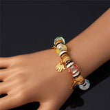 Gold Plated Bracelet DIY Beads  Hand Lucky Charm Red Blue Multicolor L123