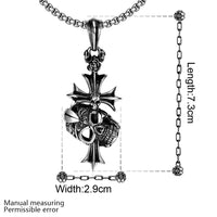 Stainless Steel Necklace Pendant Cross Biker Gothic 23" 3MM Lobster Clasp B222