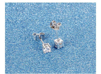 White Gold Plated Earring  Square AAA Cubic Zirconia 6mm Women's G253