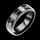 Stainless Steel Band Wedding Ring Black Men's Unisex Heart Rate B428