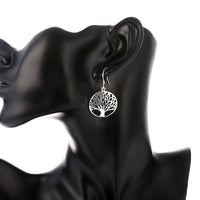 Sterling Silver Plated Earrings Drop Dangle Fish Hook Tree Of Life .96" L407