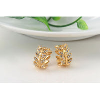 Gold Plated Leaf Hoop Earrings Lead Free Nickel Cadmium Free 14x8mm P314