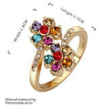 Gold Multicolor Blue Red Purple Zirconia Flower Band Ring Size 8 B111