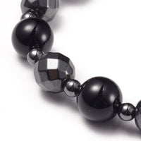 Necklace Stretch Bracelet Earrings Set Magnetic Hematite Natural Agate 20" P755