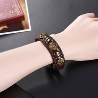 Leather Bracelet Handmade 7.5 Inches 17MM Hook L492