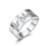 Sterling Silver Plated Band Fashion Ring AAA Zirconia Women B389