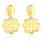 Yellow Gold Plated Earrings Leaf Flower Chandelier Latch Back Clasp L596