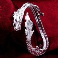 Sterling Silver Plated Bracelet Dragon Animal Adjustable 16MM No Clasp L221