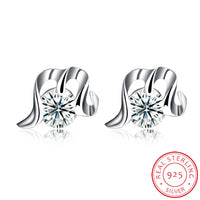 Sterling Silver Plated  Earrings  Stud AAA Zirconia  Push Back Clasp L811