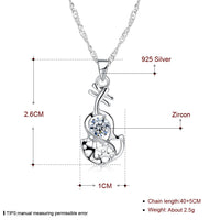 Sterling Silver Necklace Pendant Drop AAA Zirconia 18" 1MM Lobster Clasp B448