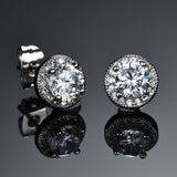 White Gold Plated Earring  Round AAA Cubic Zirconia Women's G221