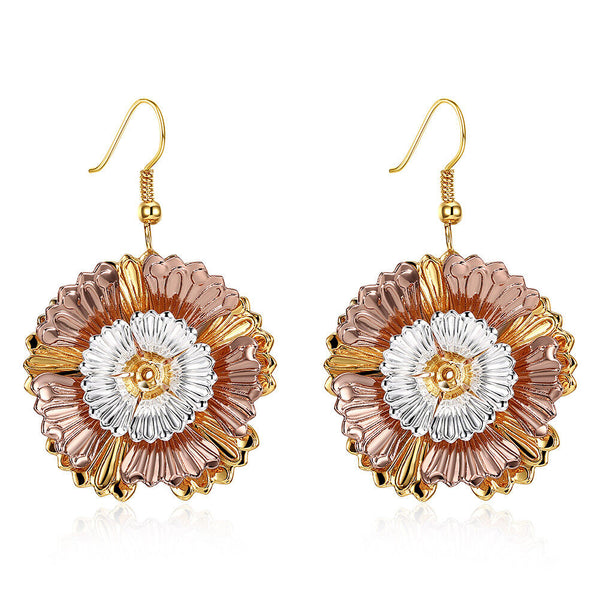 Rose Gold Plated Earrings Chandelier Fish Hook Clasp L635