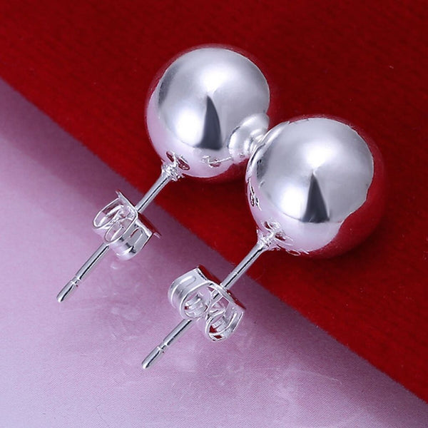 Sterling Silver Ball Stud 10MM Earrings L27