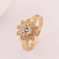 Gold Zirconia Flower Band Ring Size 8 B107