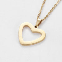 Stainless Steel Set Earring Pendant Necklace Heart Gold 18"" P774