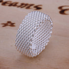Sterling Silver Plated Flexible Band Plain Mesh Plated Ring B2