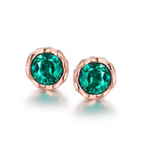 Rose Gold Plated Earrings Stud Czech Drill AAA Zirconia Push Back .34 L172