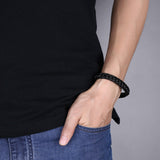 Stainless Steel Leather Bracelet 8 Inches 13MM Magnetic L348