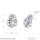 Sterling Silver Plated Earrings Stud AAA Zirconia Push Back Clasp L696