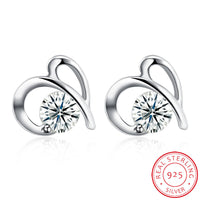 Sterling Silver Earrings  Stud AAA Zirconia  Push Back Clasp L766