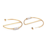 Stainless Steel Hoop Earrings Stud Clay Crystal Rhinestone Semi Circle Gold Z332