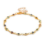 Evil Eye Bracelet Stainless Steel Lobster Gold 7-3/8 inches(18.8cm) Z144