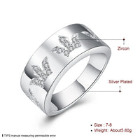 Sterling Silver Plated Band Fashion Ring AAA Zirconia Women B389