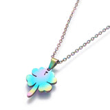 Stainless Steel Set Stud Earring Pendant Necklace Clover 18" ; 10x8mm P2