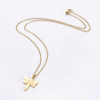 Stainless Steel Set Earring Pendant Necklace Dragonfly Gold 18" P804