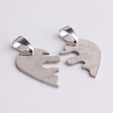 316L Stainless Steel Pendant 1.21X1.00 Inch Heart Lovers Silver Necklace 22" B97