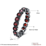 Platinum Black Gun Gunmetal Ring Band Plain Womens AAA Zirconia Black Red B533