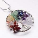 Tree of Life Mixed Stone Big Pendants Necklace Stainless Steel Snake 16.5" P367