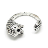 Alloy Cuff Finger Ring Hedgehog Antique Silver Size 7 Adjustable 17mm P418