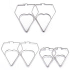201 Stainless Steel Hoop Earrings Heart Stainless Steel Color 1.7" to 3.4" P541