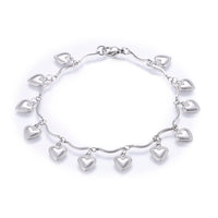 304 Stainless Steel Charm Bracelet Lobster Heart Silver Color 8.2" 2.5mm  A66