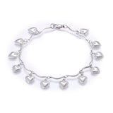 304 Stainless Steel Charm Bracelet Lobster Heart Silver Color 8.2" 2.5mm  A66