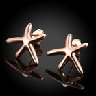 Rose Gold Plated Earrings Star Fish Stud AAA Zirconia  Push Back Clasp L455