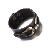 Leather Bracelet Black 9 Inchs 36MM push button  L455